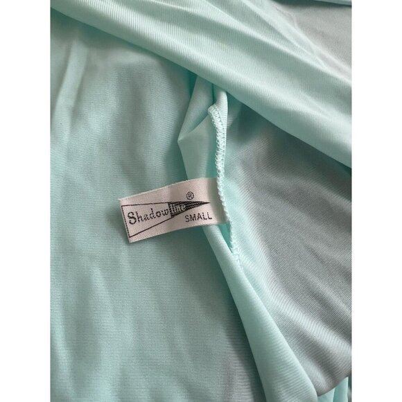 Vintage Shadowline Aqua Nylon Nightgown & Robe Silky Roses Embroidery Small Mcm - Picture 16 of 16